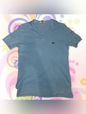 vtg 90s button up polo shirt - lacoste, 100% cotton, sz md